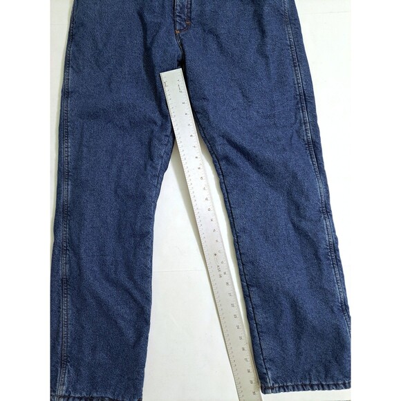 Wrangler Rugged Wear Mens 38x34Fleece Lined Jeans Red Cuff Workwear Denim Winter - Picture 8 of 8